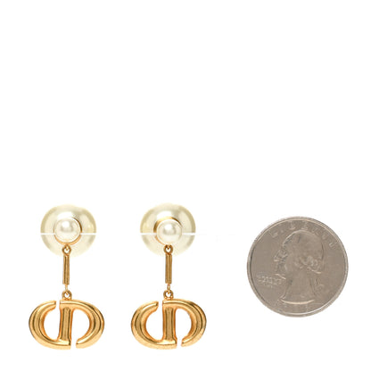 Christian Dior Pearl CD Tribal Drop Earrings Gold 2 of 4
