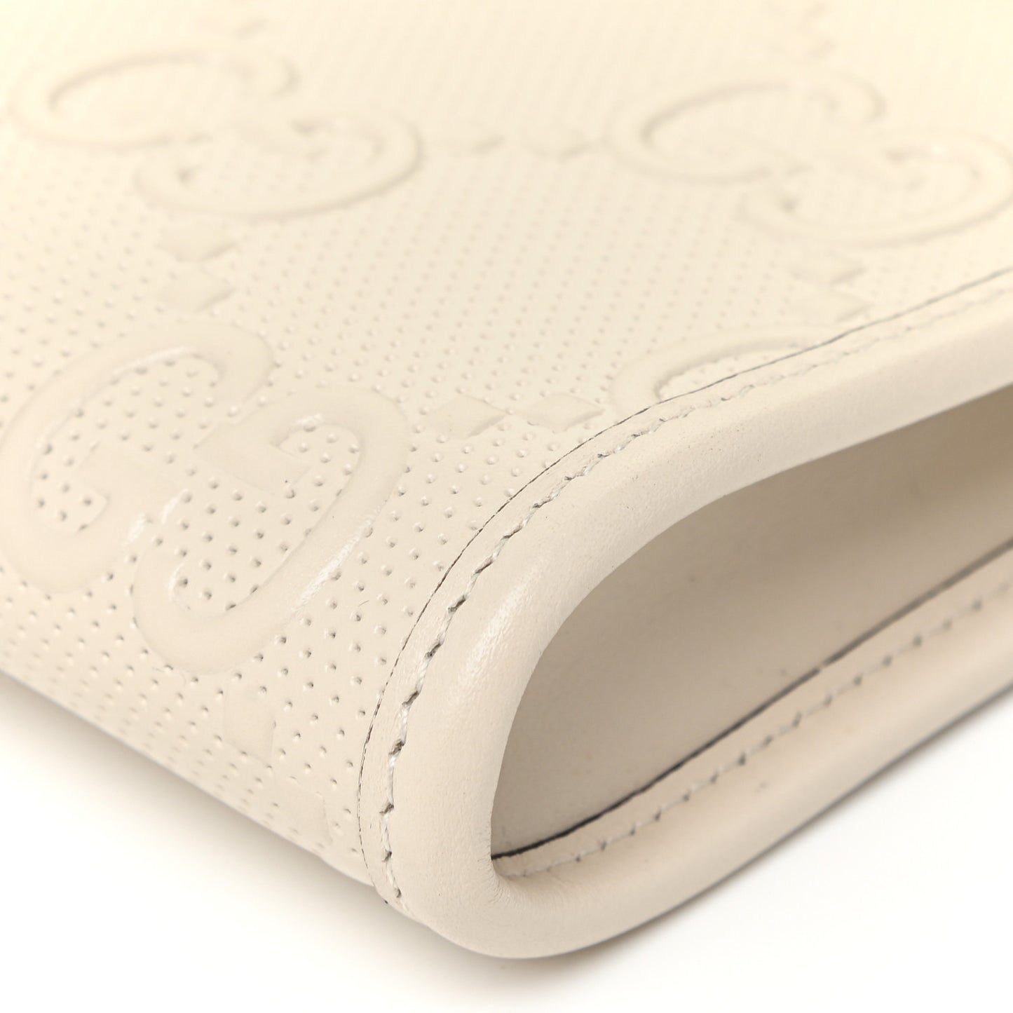Calfskin GG Tennis Embossed Mini Crossbody Bag Mystic White