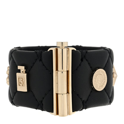 Chanel Lambskin Quilted CC Charms Turnlock Cuff Bracelet M Black 3 of 5