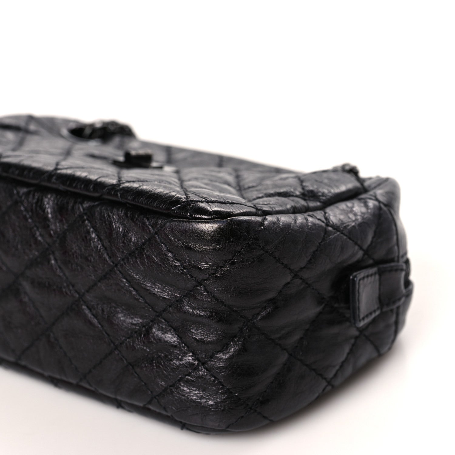 Chanel Metallic Aged Calfskin Quilted Medium Reissue Camera Case Black 8 of 8