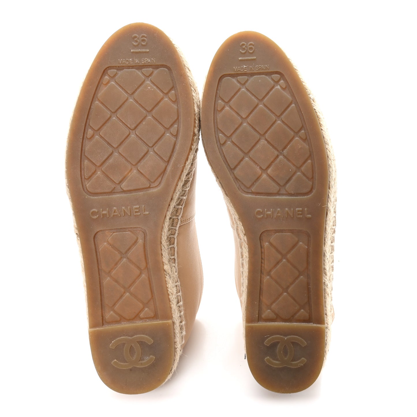 Lambskin CC Espadrilles 36 Beige Black