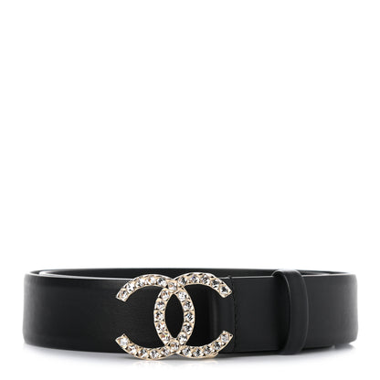 Chanel Calfskin Crystal CC Belt 85 34 Black 1 of 4