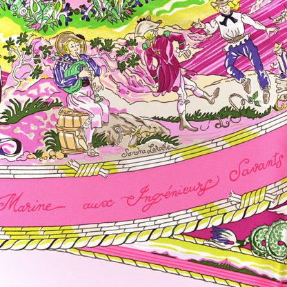 Hermes Silk Per Astra Ad Astra Scarf 90 Rose Pale Rose Fluo Vert Fluo 6 of 6