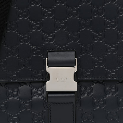 Gucci Guccissima Signature Single Buckle Flap Messenger Bag Navy 9 of 10