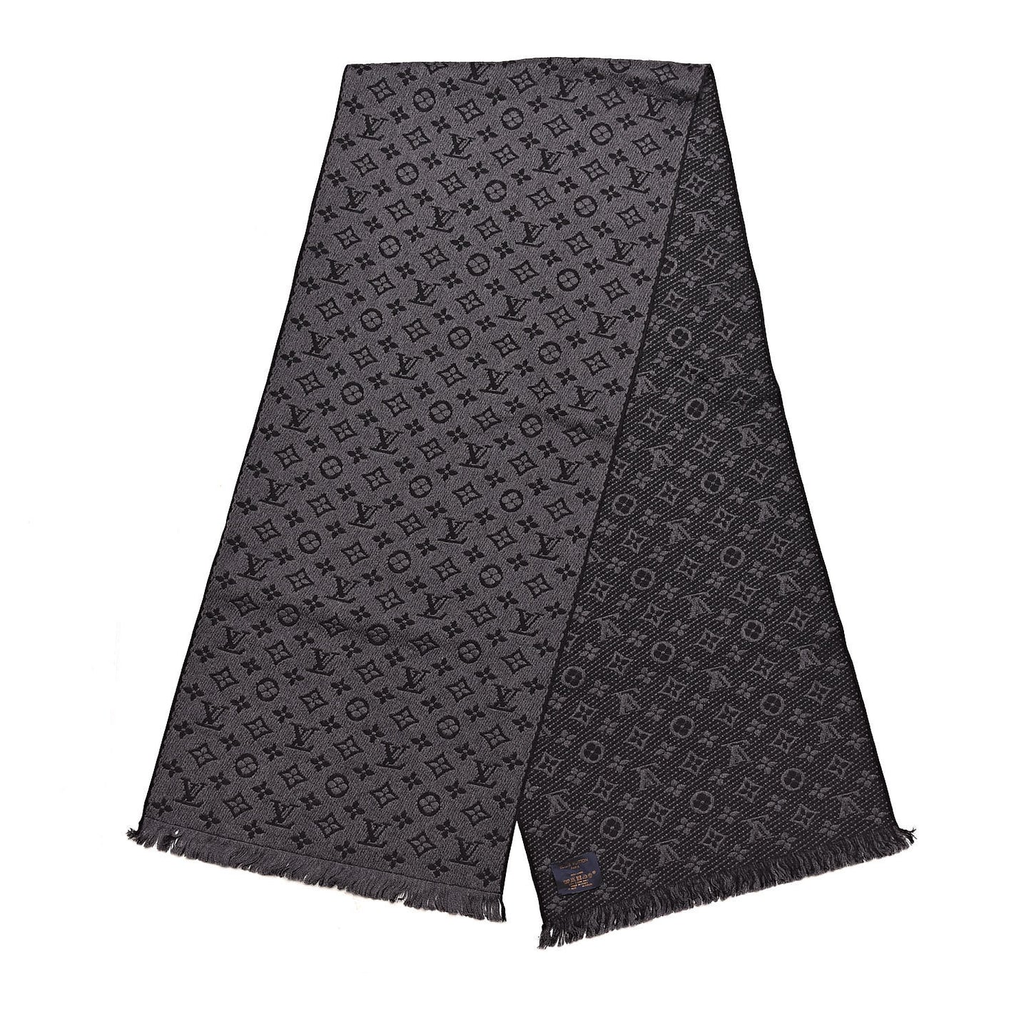 Wool Monogram Classic Scarf Charcoal Grey