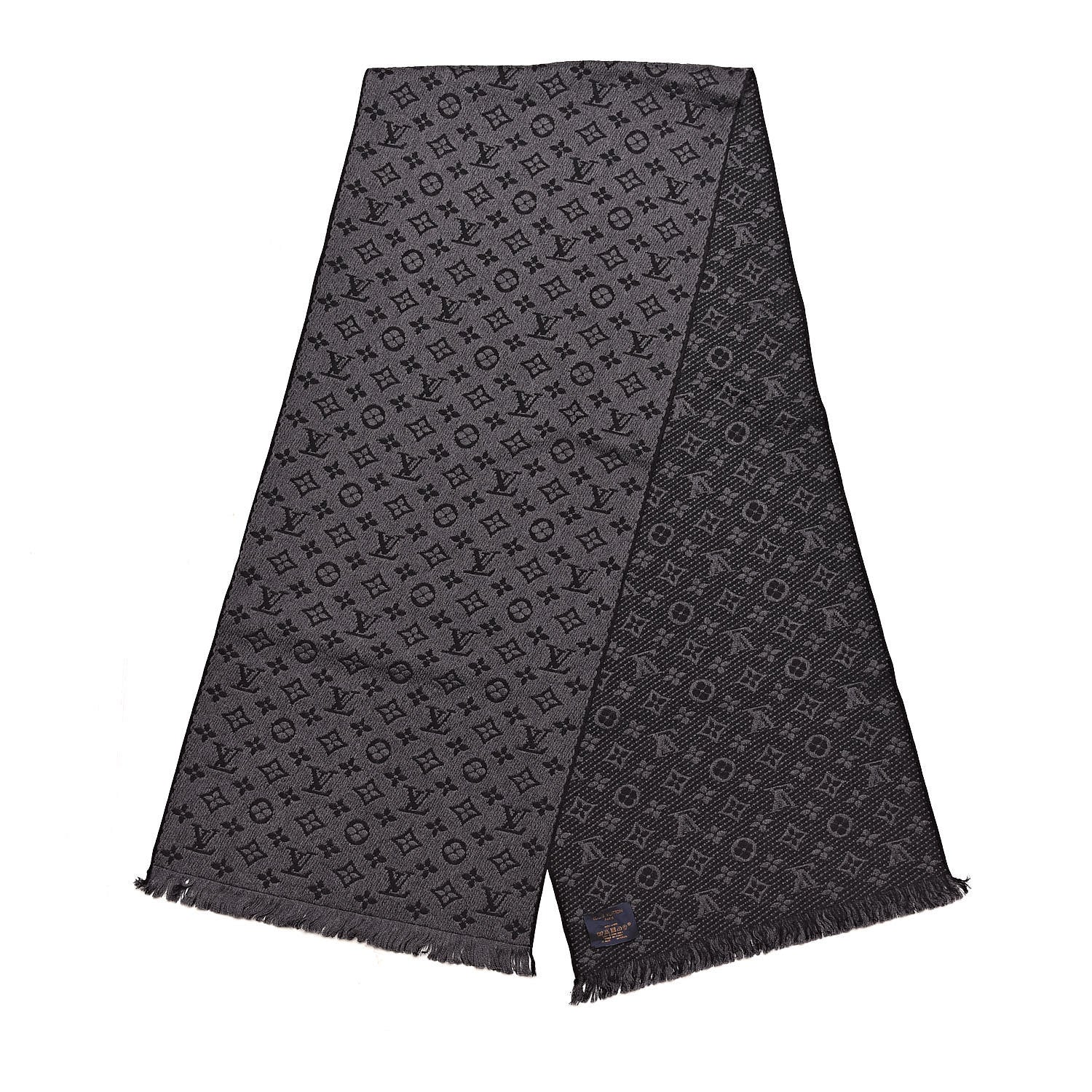 Louis Vuitton Wool Monogram Classic Scarf Charcoal Grey 3 of 4