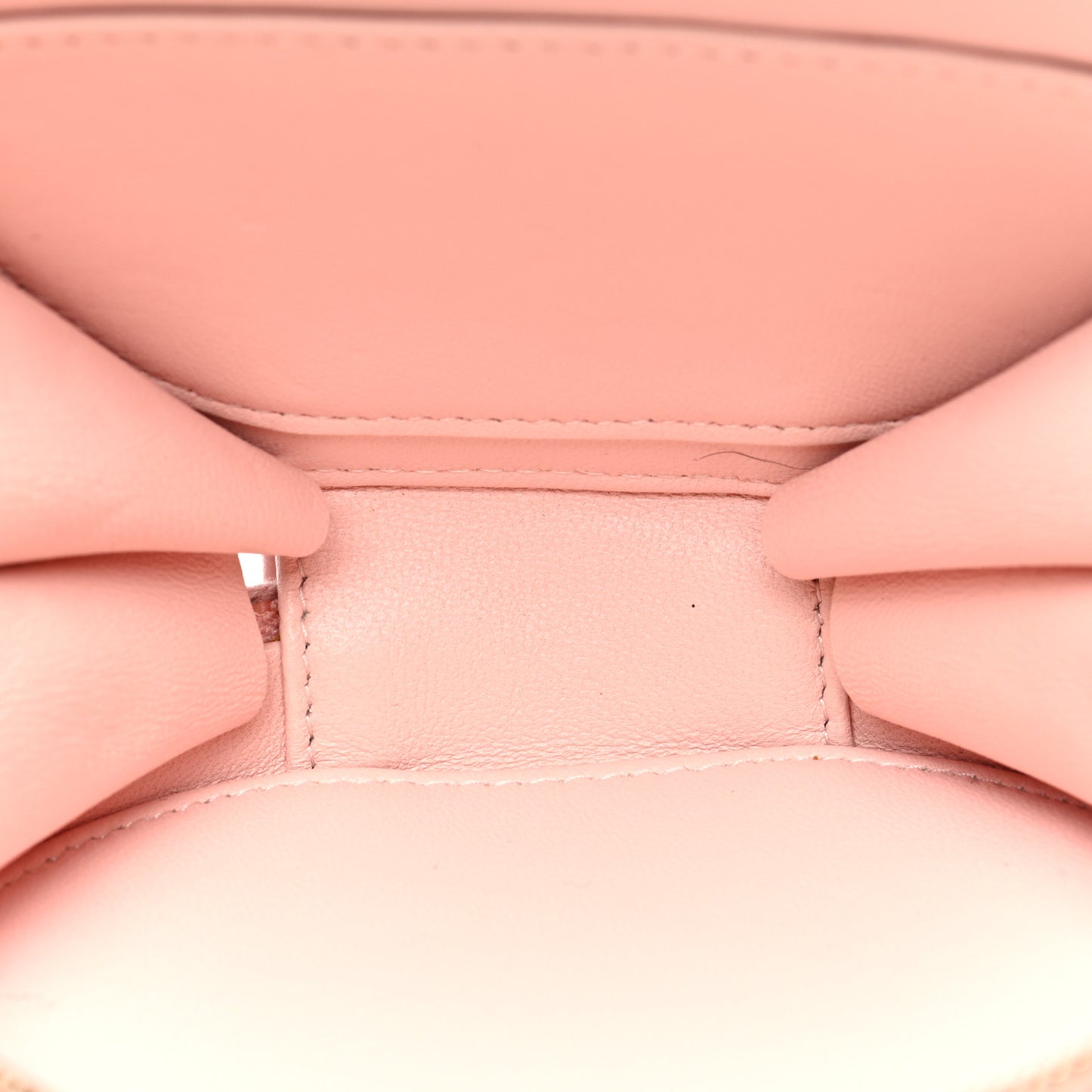 Lambskin Quilted Round Handle With Care Vanity With Chain Pink