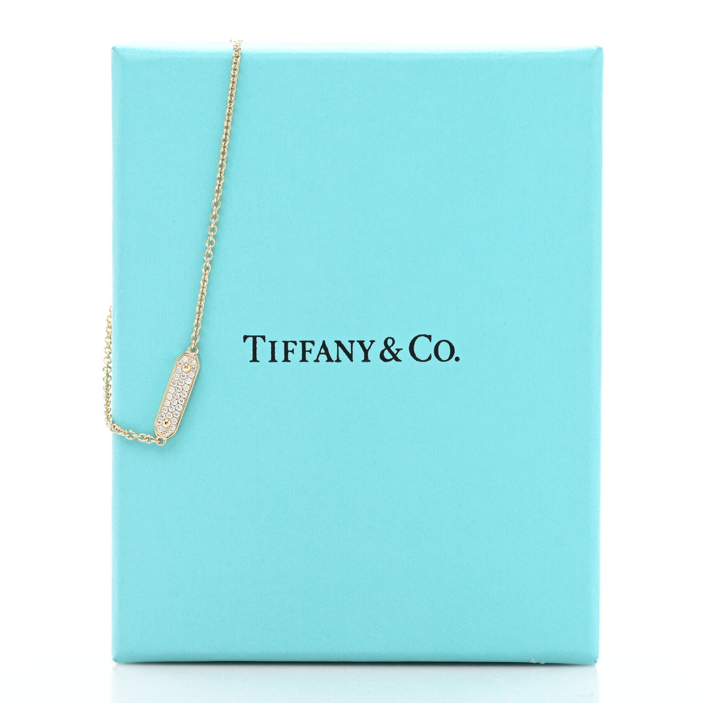 18K Yellow Gold Diamond Tag Chain Bracelet