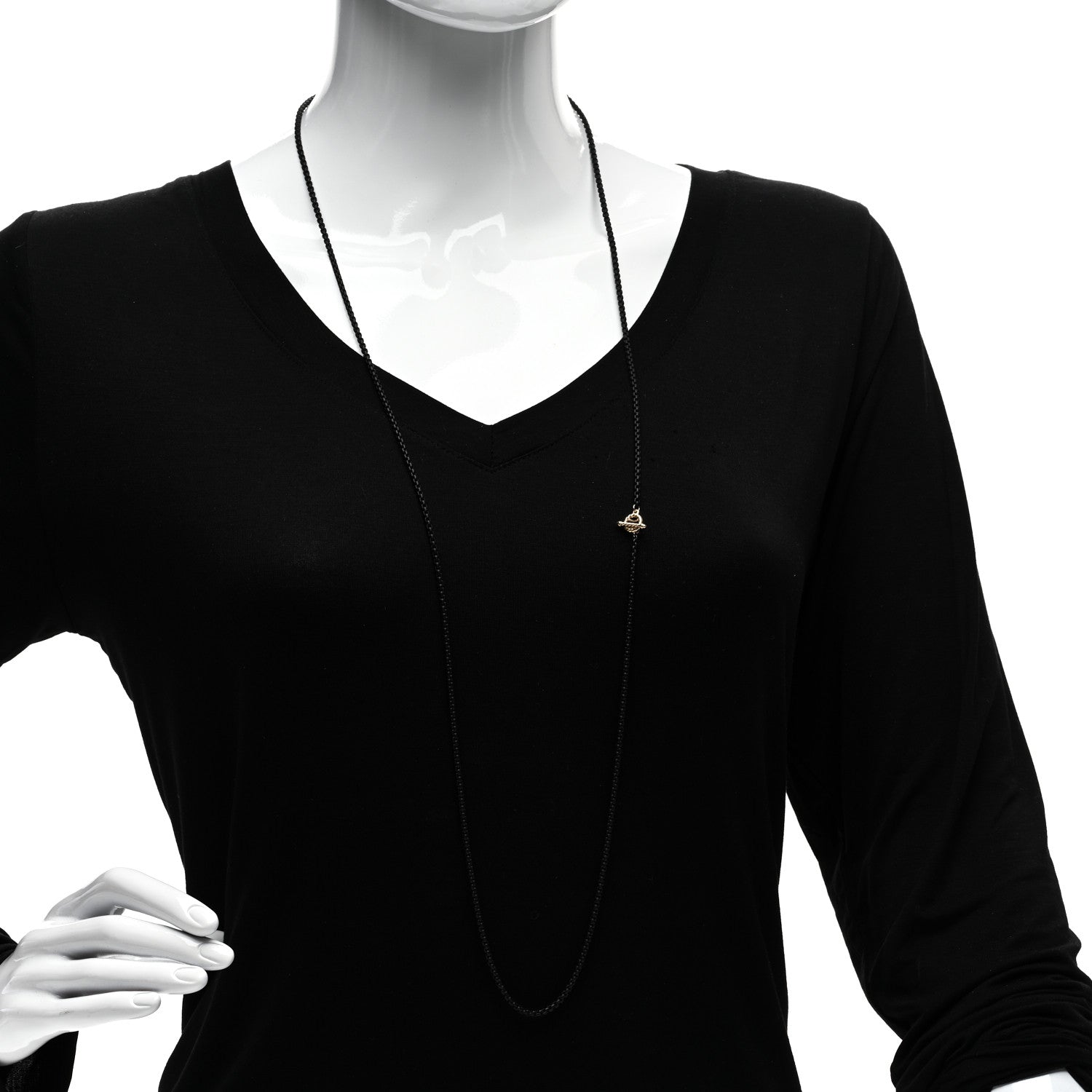 David Yurman Stainless Steel 14K Yellow Gold Acrylic Bel Aire Chain Necklace Black 2 of 5