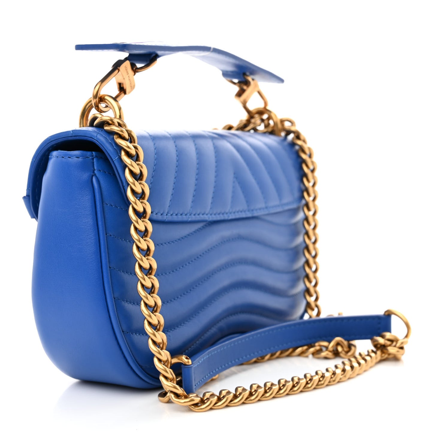 Calfskin New Wave Chain PM Blue Neon