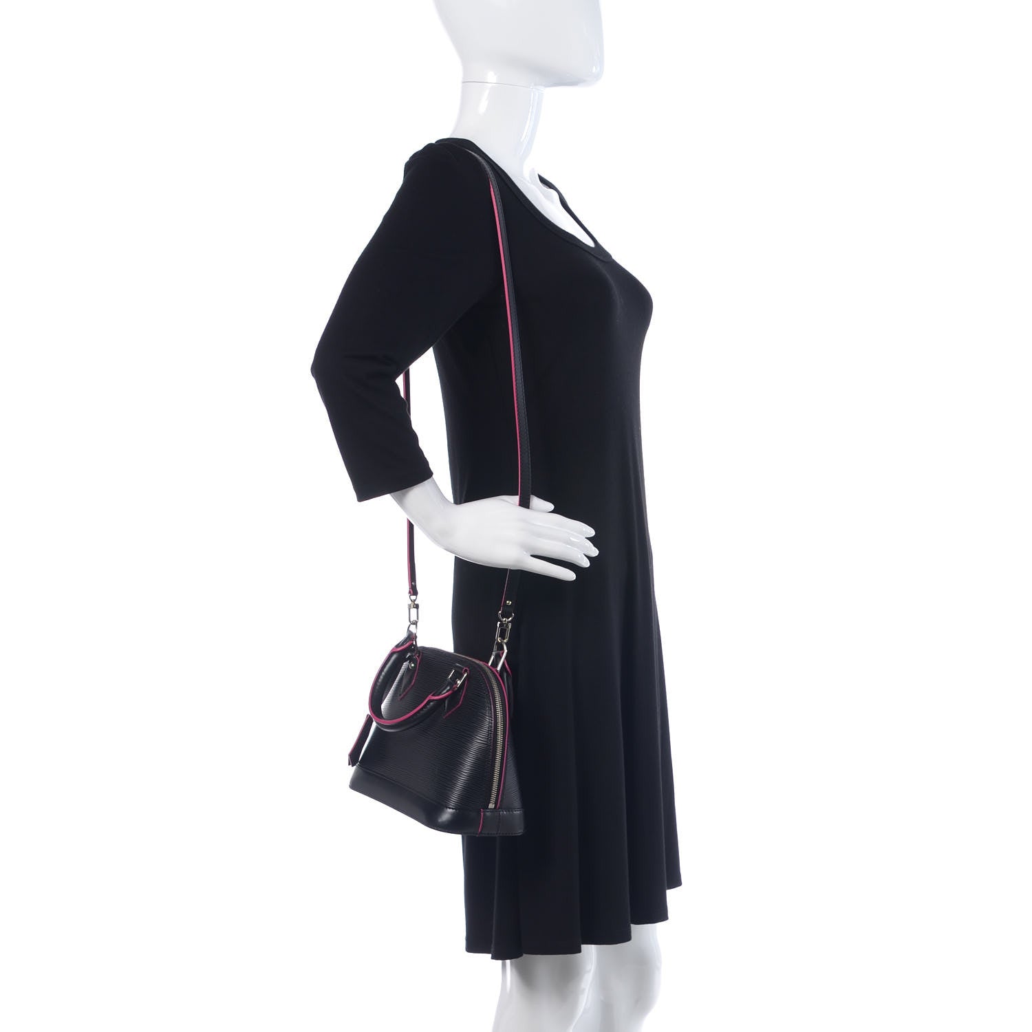 Louis Vuitton Epi Alma BB Black Hot Pink 2 of 9