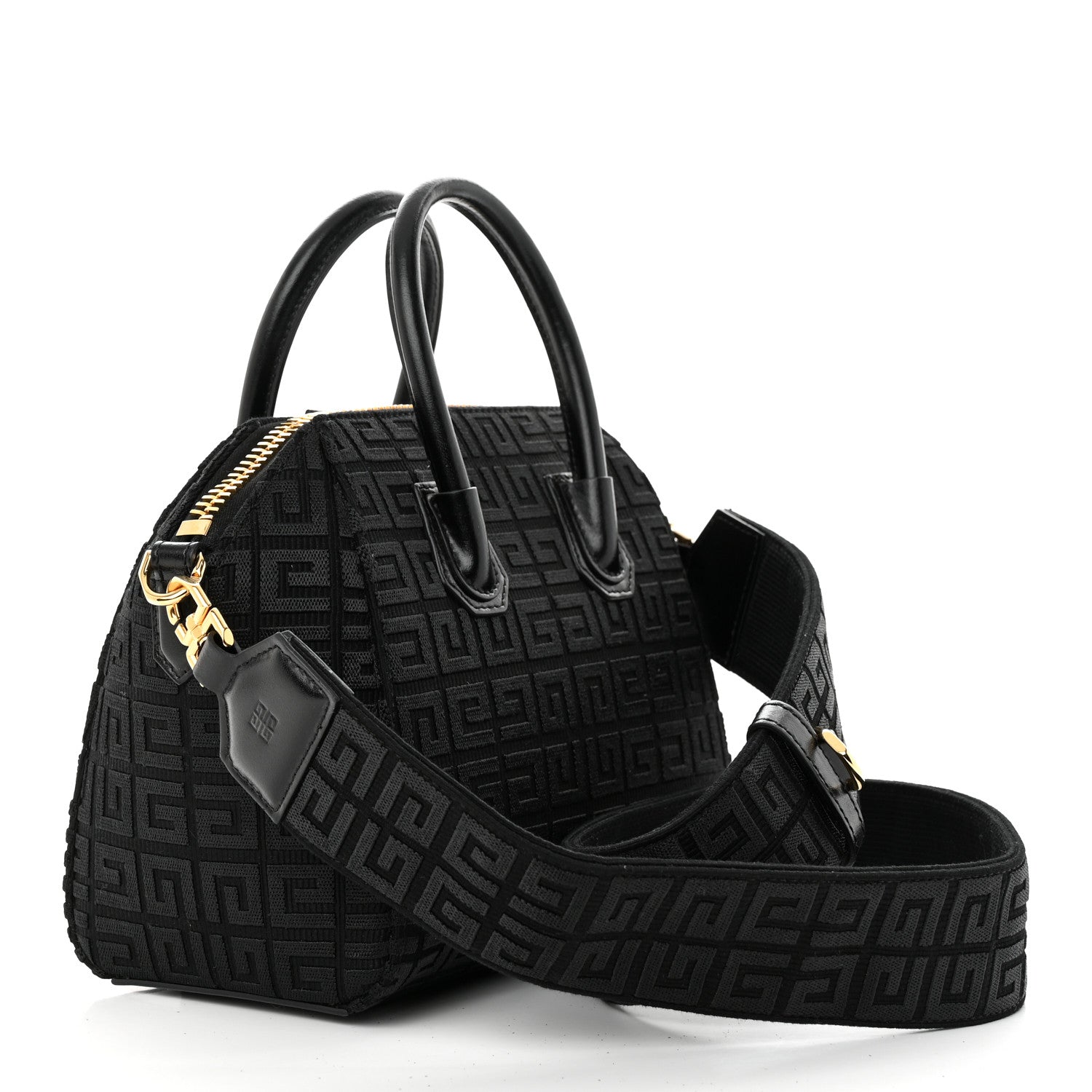 Givenchy Canvas Jacquard Embroidered Calfskin 4G Mini Antigona Black 3 of 9