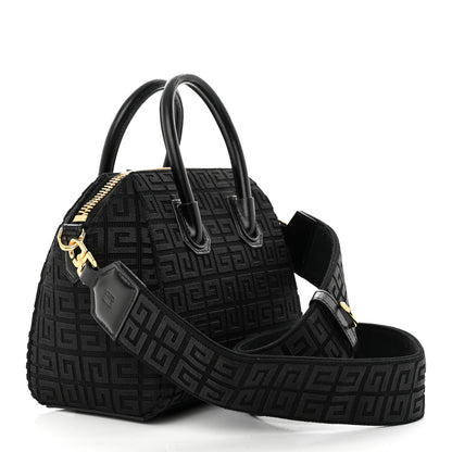 Givenchy Canvas Jacquard Embroidered Calfskin 4G Mini Antigona Black 3 of 9