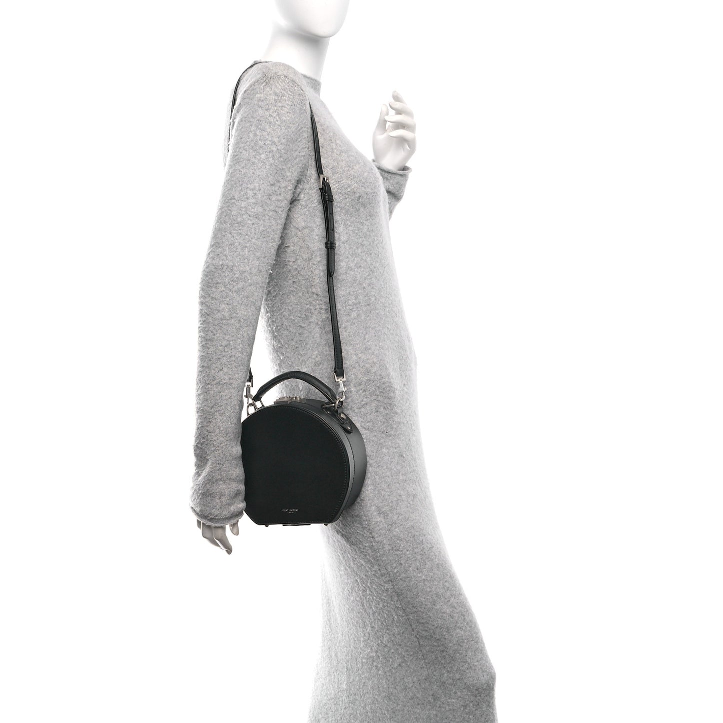 Calfskin Small Mica Hat Box Black