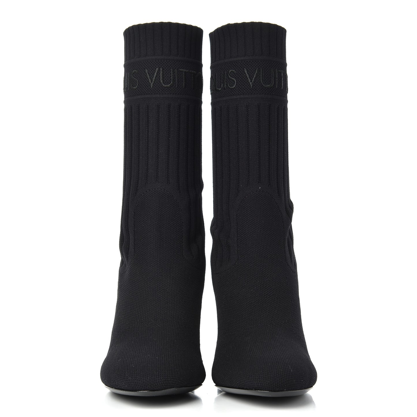 Monogram Stretch Fabric Silhouette Ankle Boots 35 Black