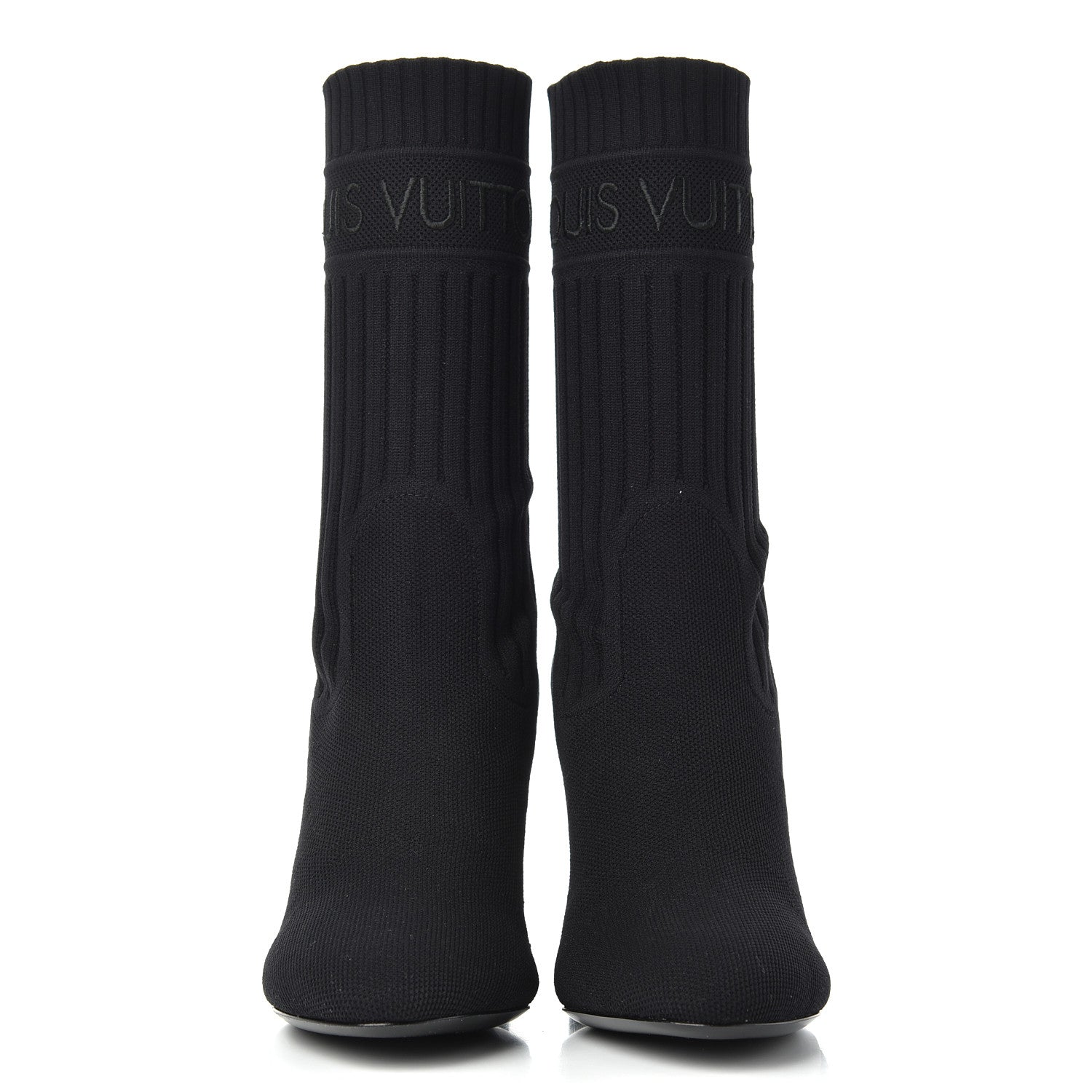 Louis Vuitton Monogram Stretch Fabric Silhouette Ankle Boots 35 Black 2 of 7