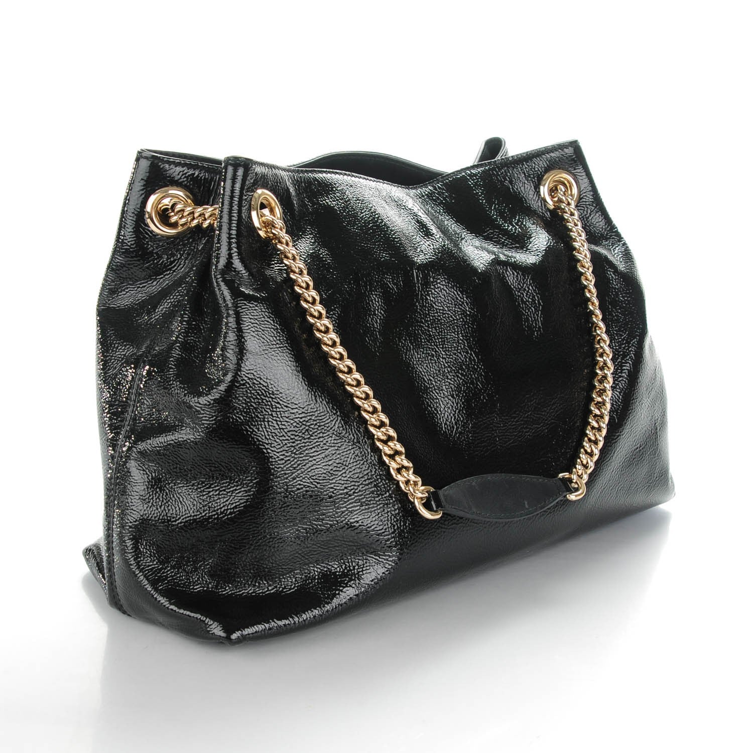 Gucci Patent Medium Soho Chain Shoulder Bag Black 3 of 7