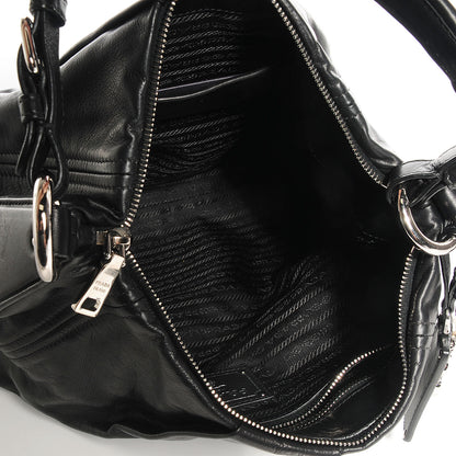 Prada Soft Calf Pleated Hobo Nero Black 5 of 15