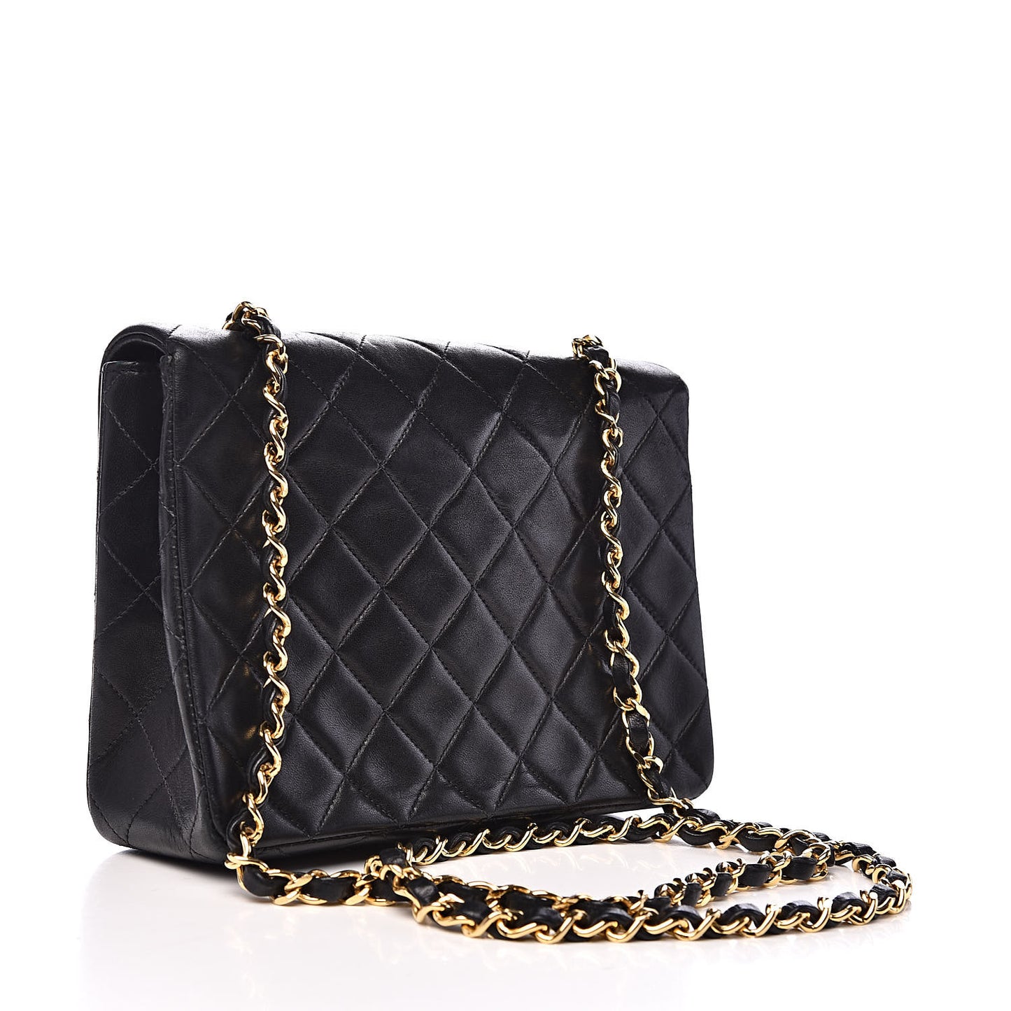 Lambskin Quilted Mini Square Flap Bag Black