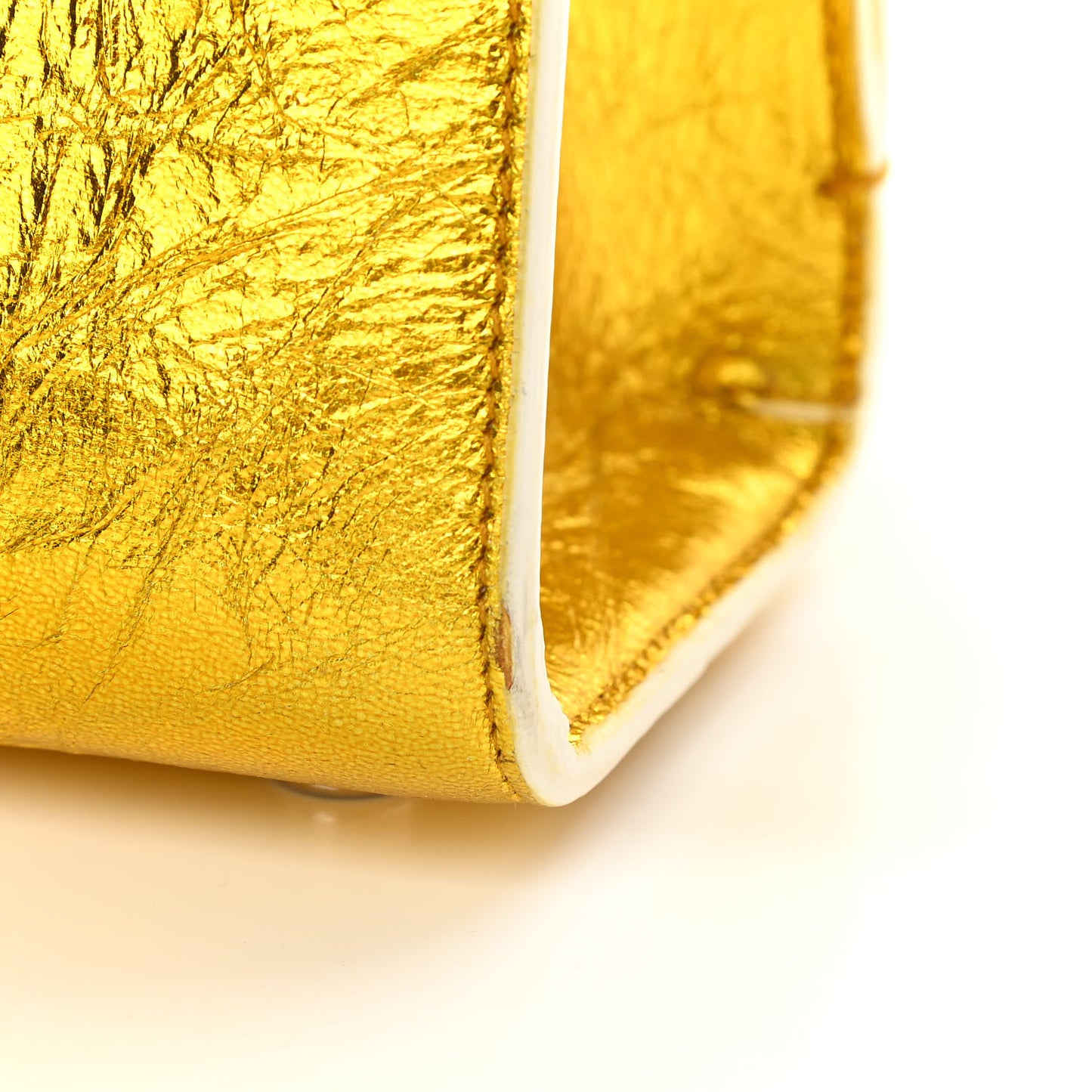 Metallic Calfskin Mini Diorever Flap Gold