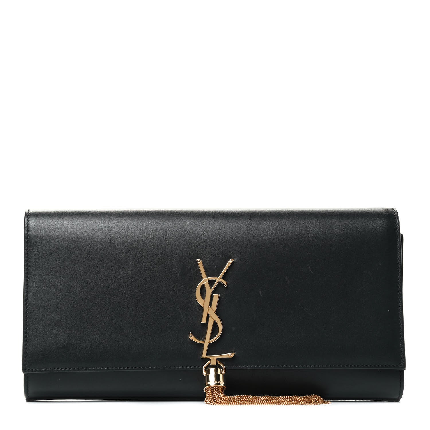 Saint Laurent Calfskin Classic Monogram Tassel Clutch Black 1 of 4