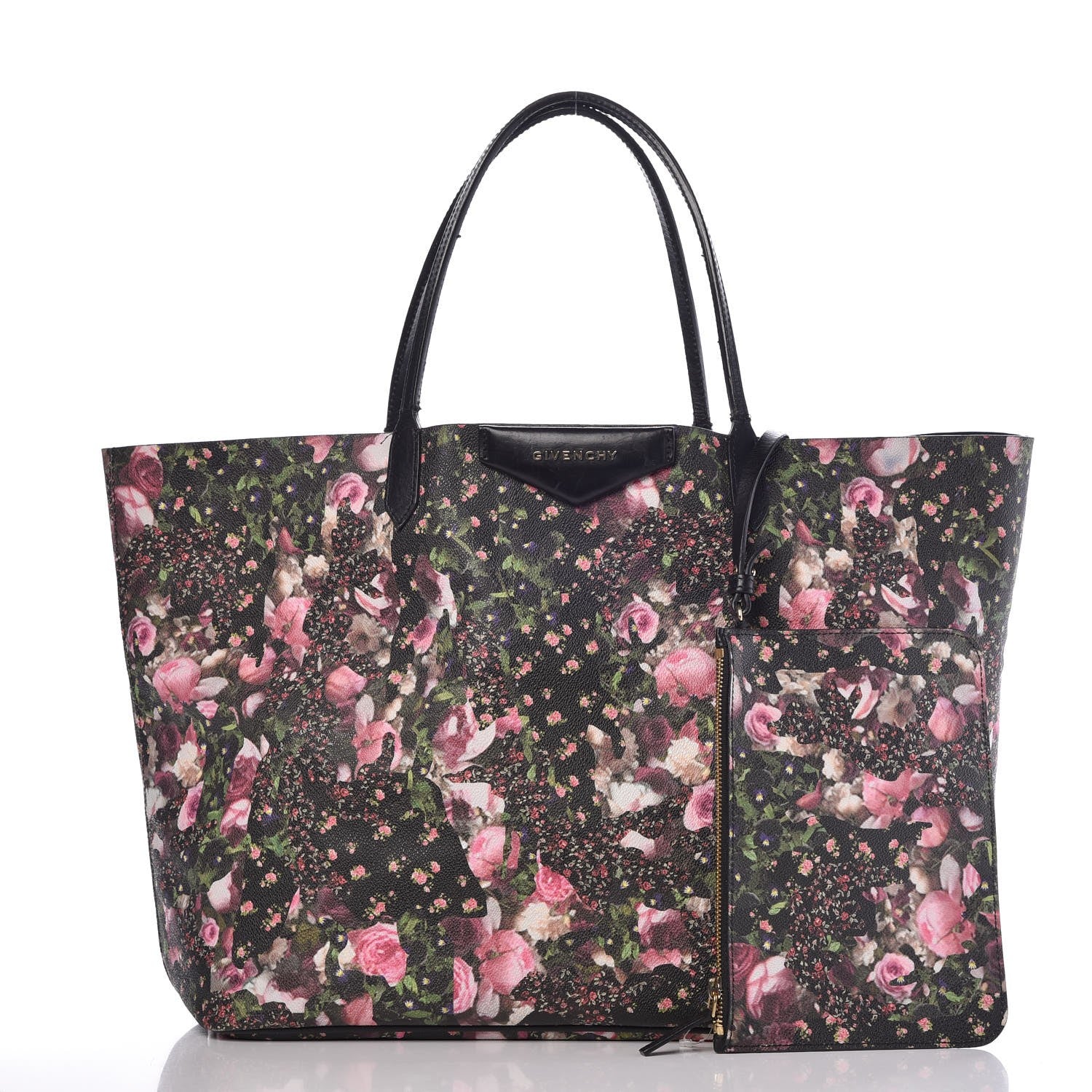 Givenchy Coated Canvas Roses Camouflage Print Large Antigona Tote Black 3 of 16