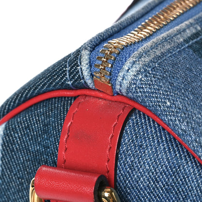 Louis Vuitton Denim Damier Monogram Patchwork Speedy Bandouliere 30 Blue Rouge 9 of 10