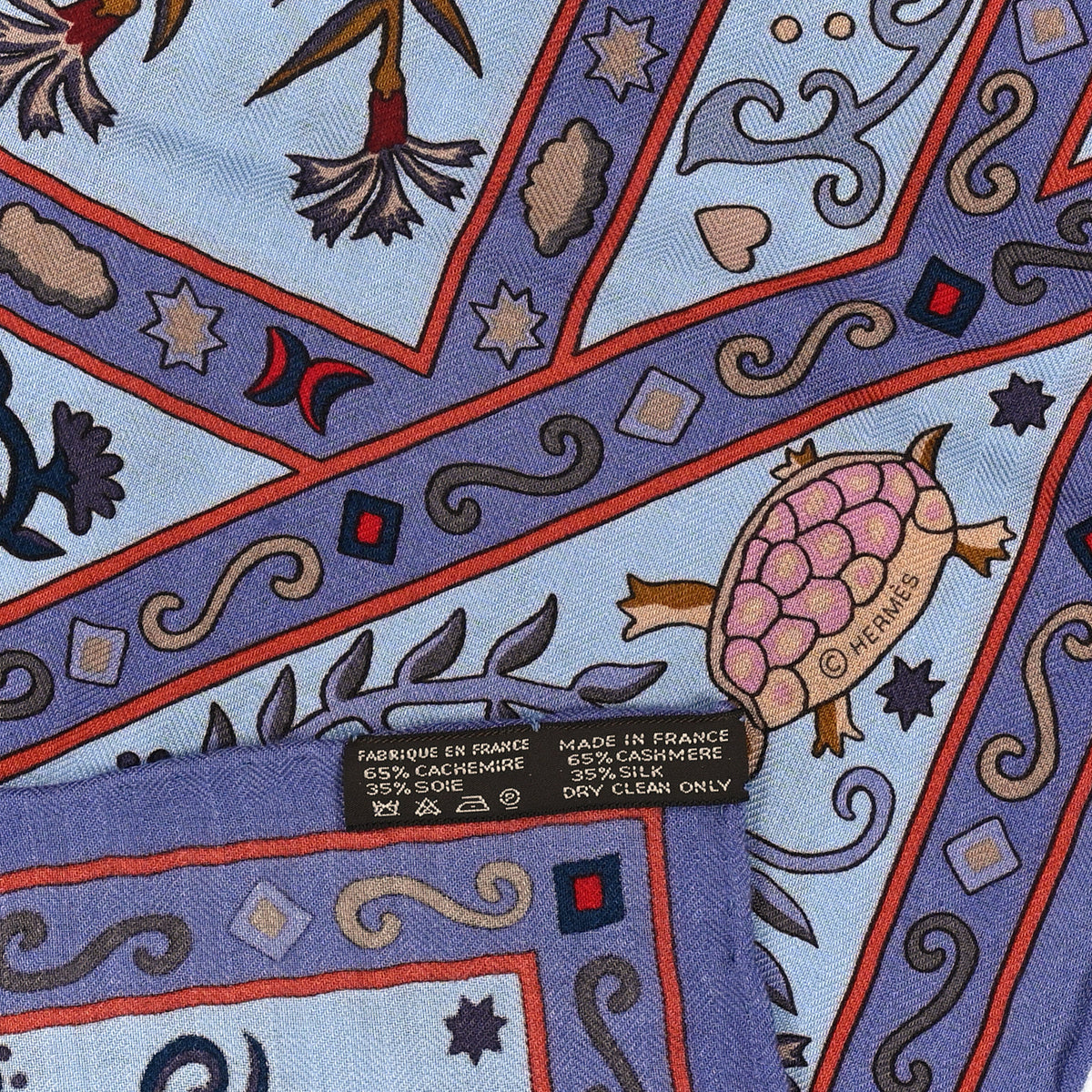 Hermes Cashmere Silk Peuple Du Vent Shawl 140 3 of 4