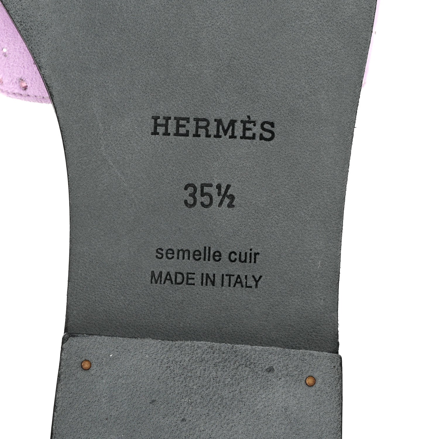 Hermes Suede Goatskin Crystal Oran Sandals 35.5 Violet Amethyste 6 of 9