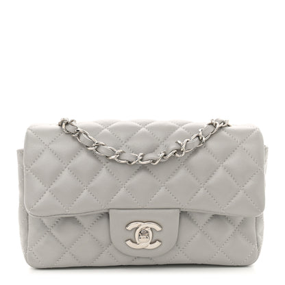 Chanel Metallic Lambskin Quilted Mini Rectangular Flap Silver 1 of 11