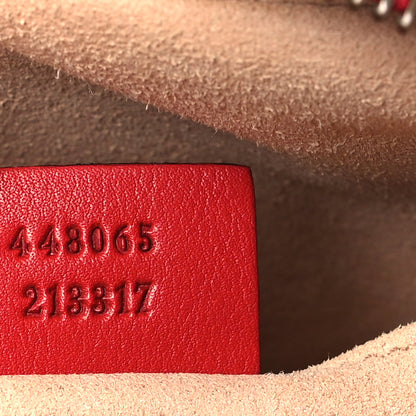 Gucci Calfskin Matelasse Mini GG Marmont Chain Shoulder Bag Hibiscus Red 7 of 9