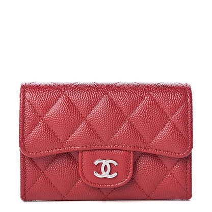 Chanel Caviar Quilted Flap Card Holder Dark Red 1 of 10