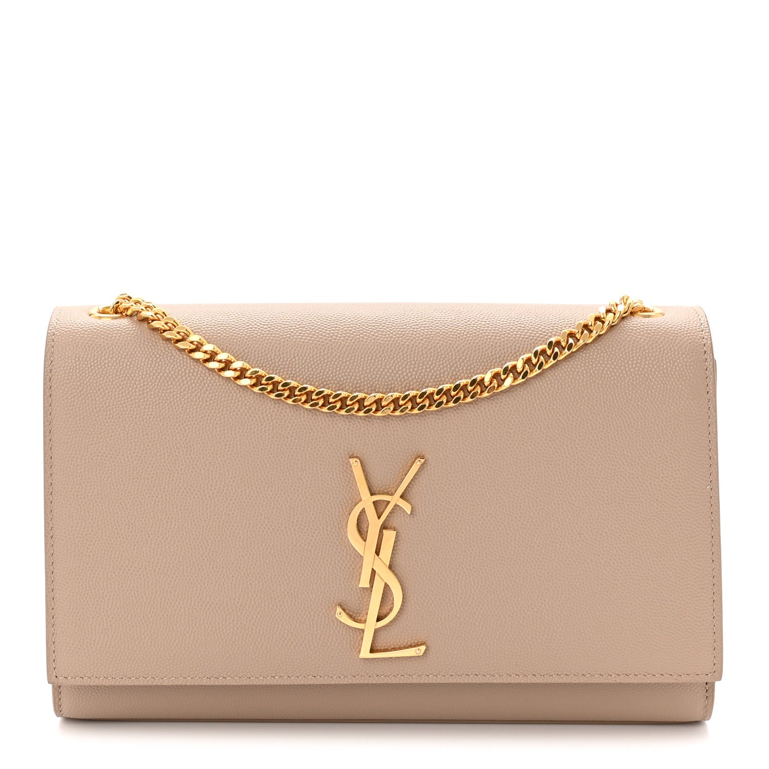 Saint Laurent Grain De Poudre Medium Monogram Kate Satchel Dark Beige 1 of 10