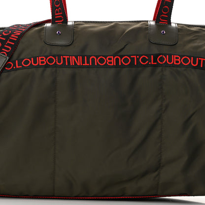Christian Louboutin Calfskin Nyon Duffle Army Green Red Black 8 of 16