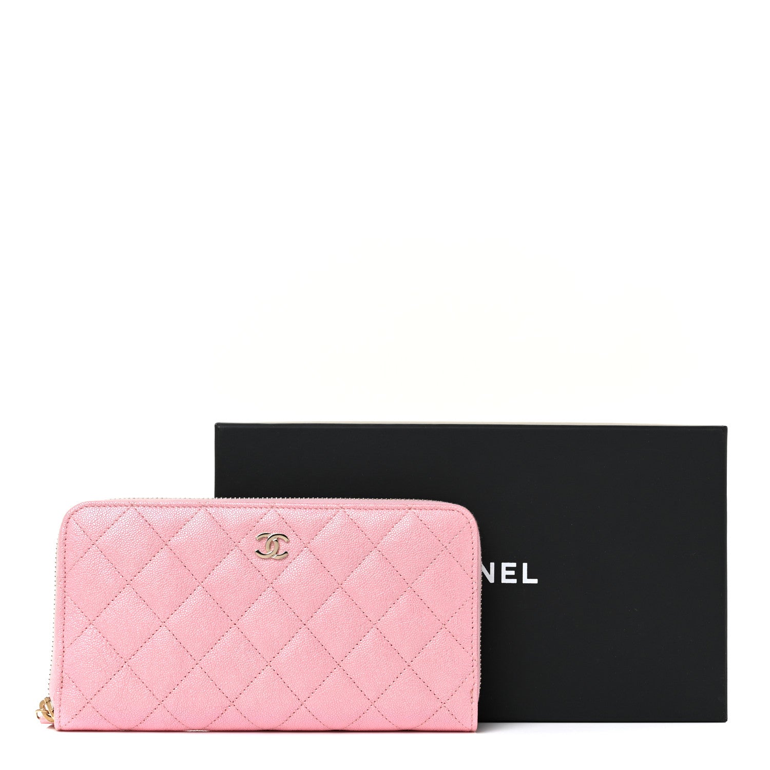 Chanel Iridescent Caviar Quilted Large Zip Around Wallet Pink 11 of 11