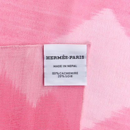 Hermes Silk Cashmere Icat H Net Shawl 140 Rose Pale Fuchsia 4 of 4