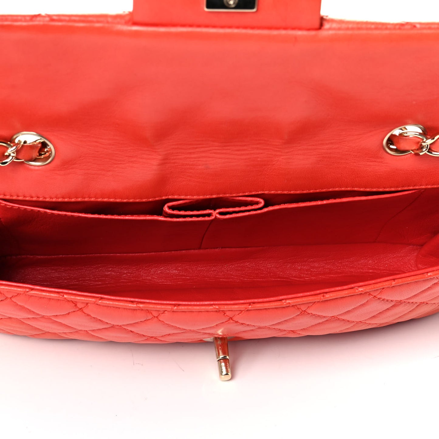 Lambskin Quilted East West Flap Red