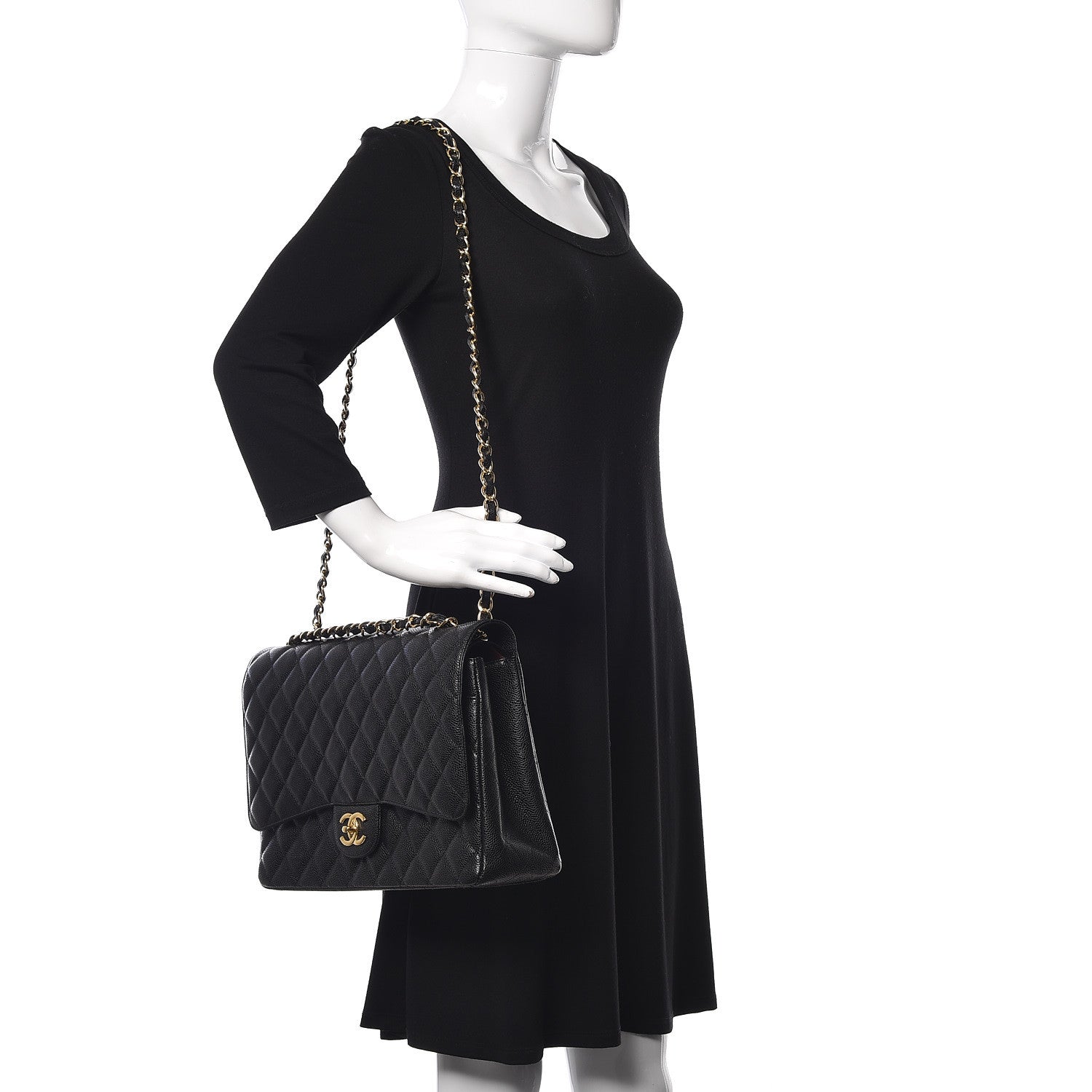 Chanel Caviar Quilted Maxi Double Flap Black 2 of 10