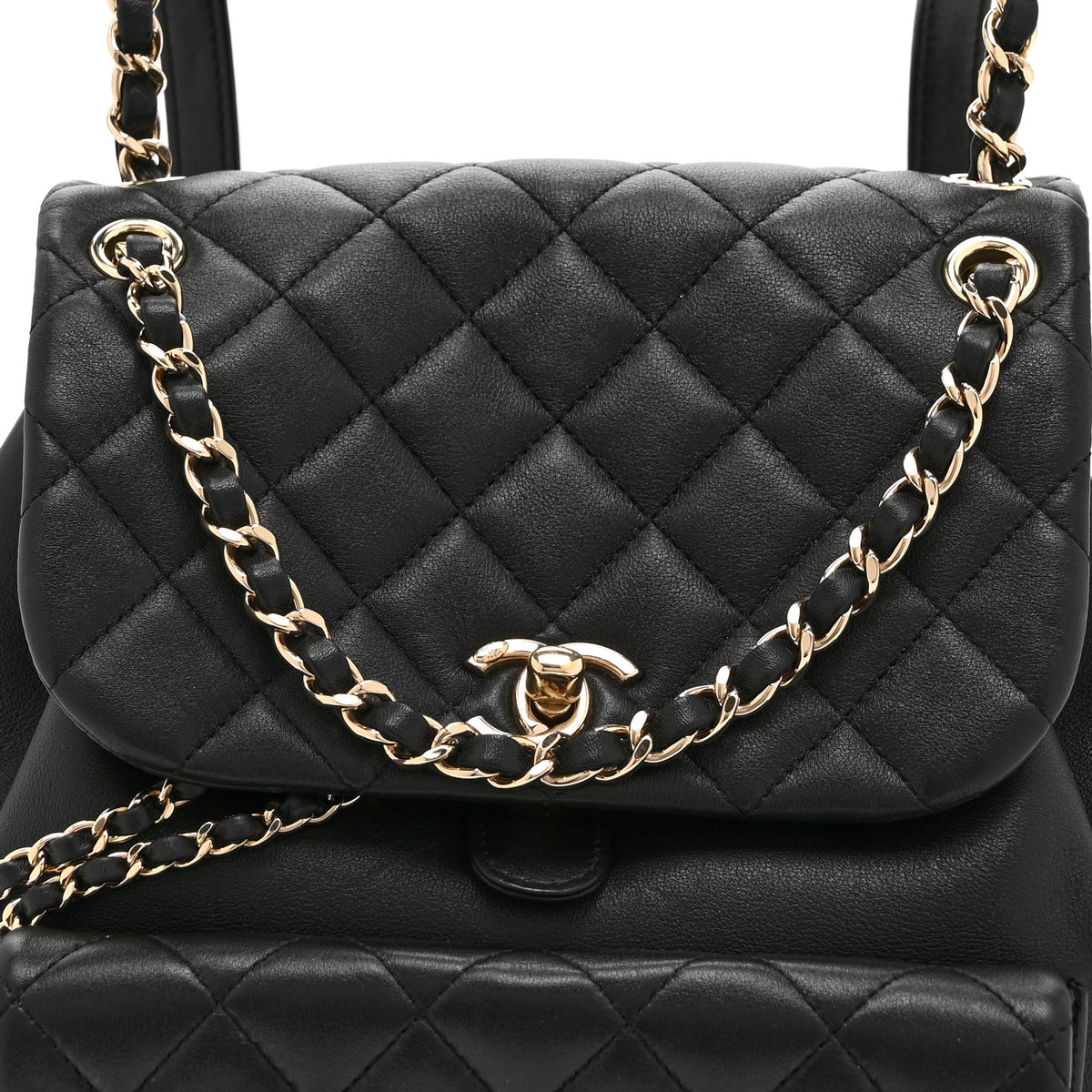 Chanel Lambskin Quilted Large Duma Drawstring Backpack Black 8 of 10