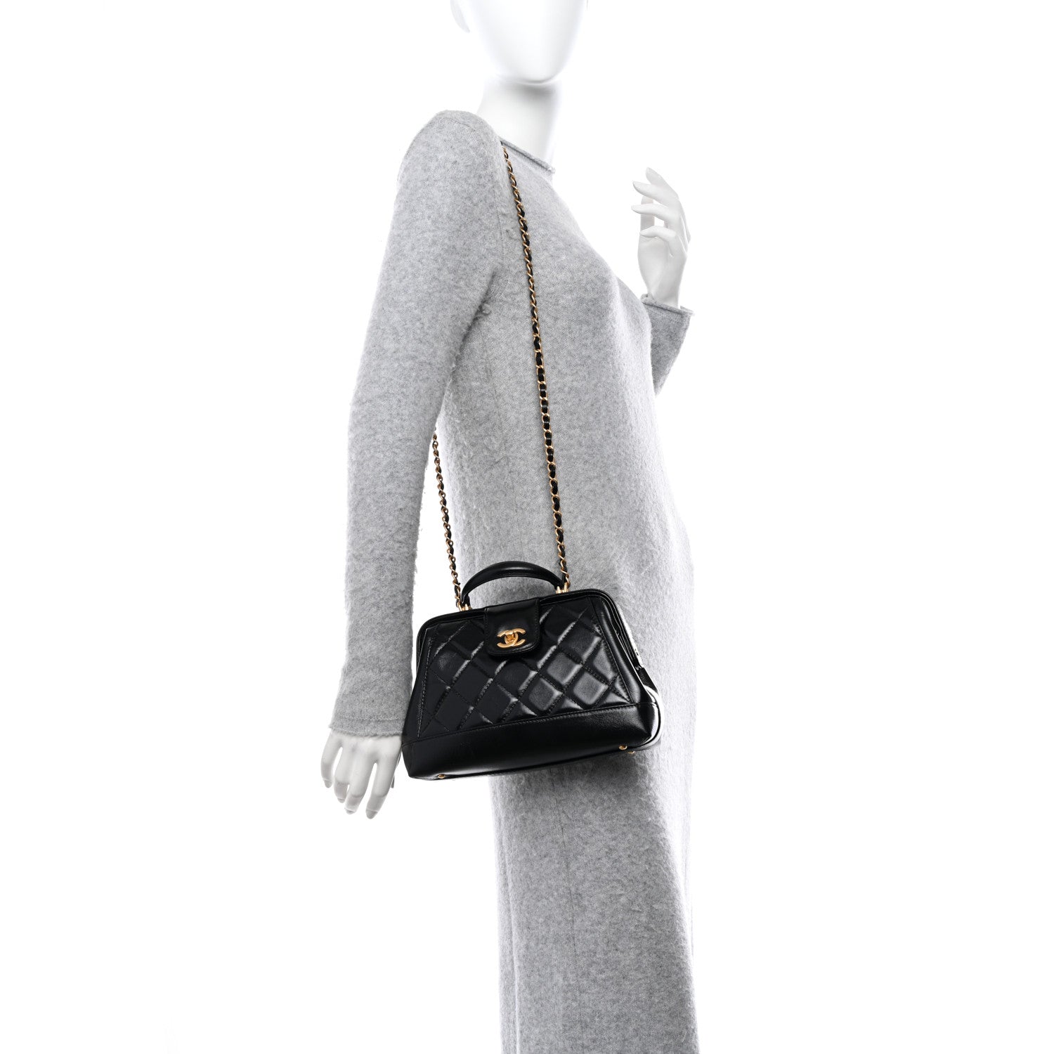 Chanel Shiny Lambskin Quilted Small Cocodoc Top Handle Bag Black 2 of 11