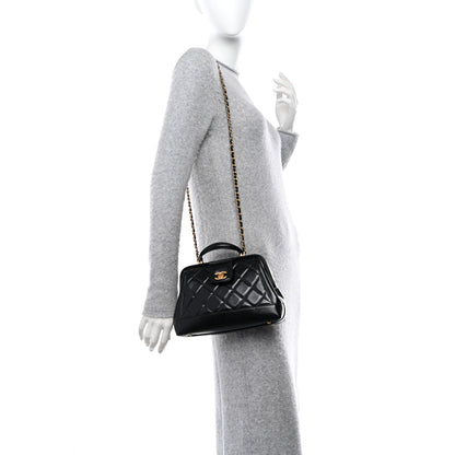 Chanel Shiny Lambskin Quilted Small Cocodoc Top Handle Bag Black 2 of 11