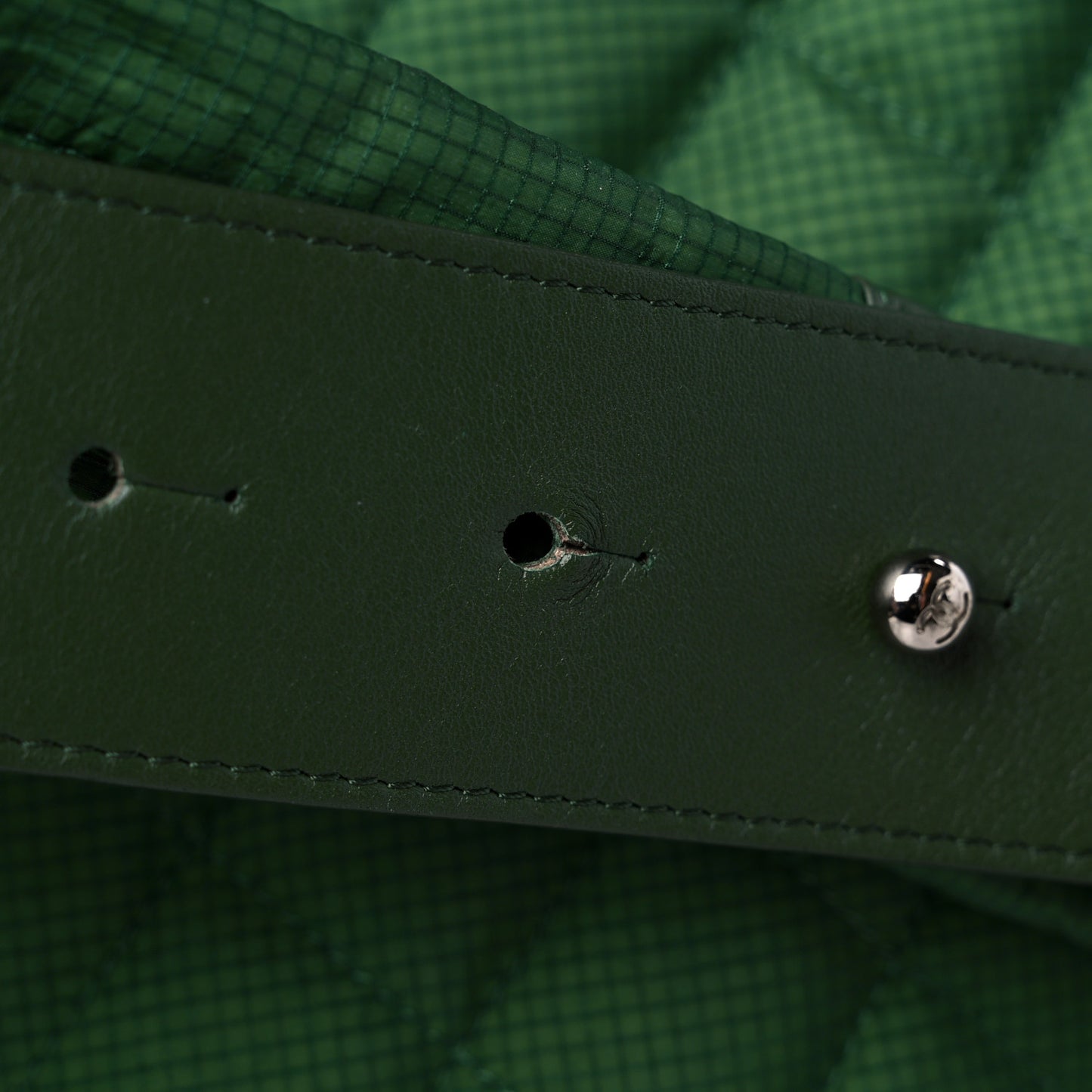Nylon Quilted CC Backpack Green White