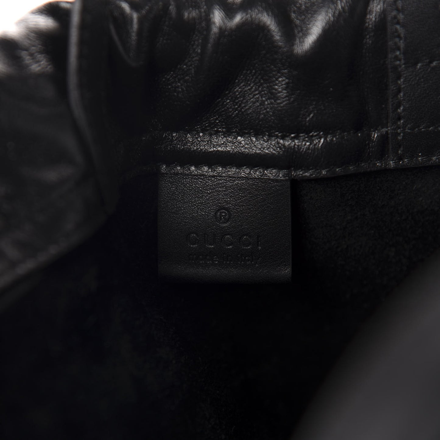 Calfskin Logo Drawstring Backpack Black