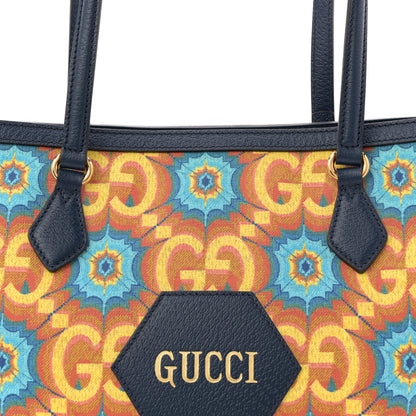 Gucci GG Supreme Kaleidoscope Calfskin Script Logo Gucci 100 Tote Bag Beige Green Blue 7 of 9