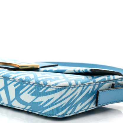 Fendi X SARAH COLEMAN Glazed Canvas Vitello King FF Vertigo Baguette 1997 Cyber Blue White 10 of 13