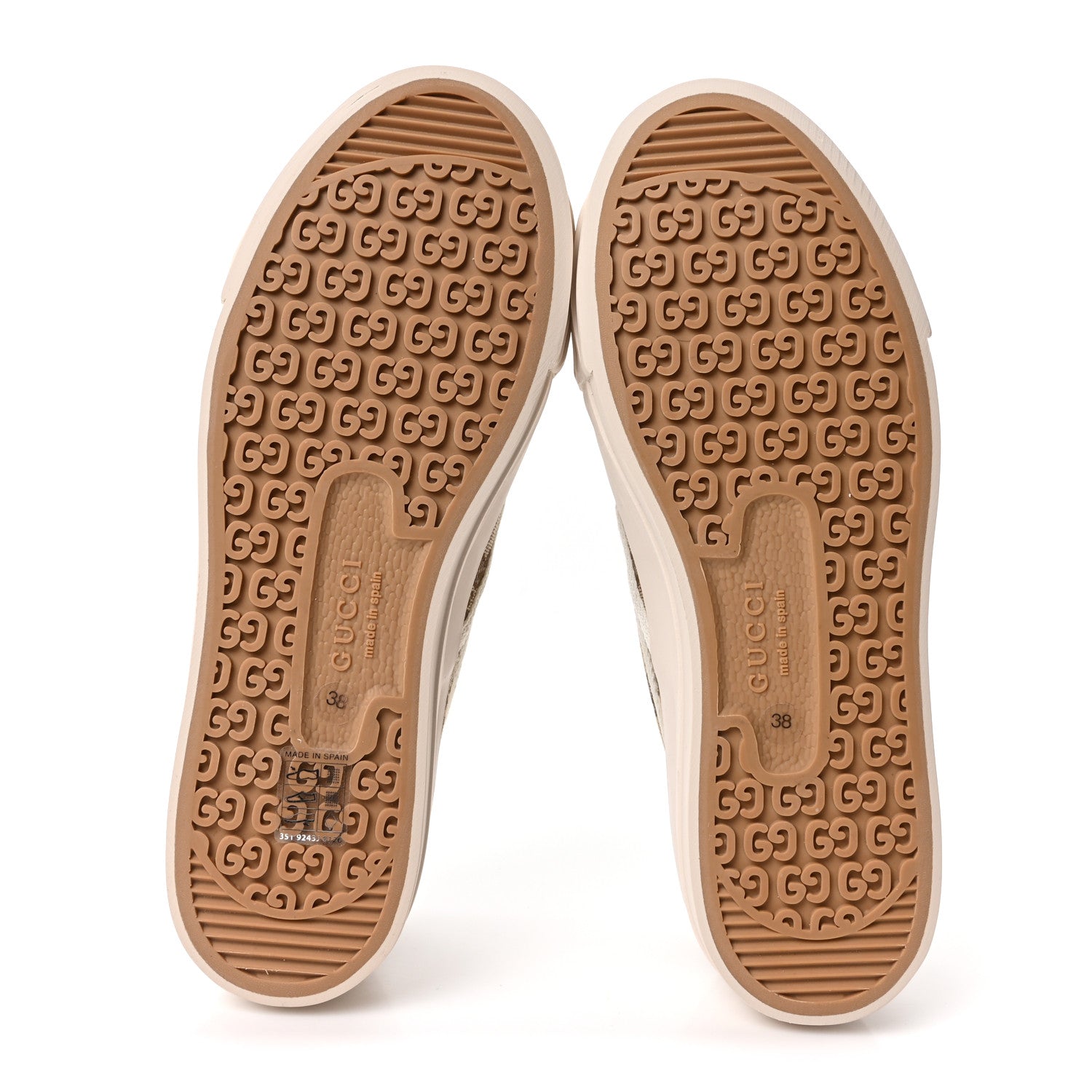 Gucci New Canvas GG Monogram Womens Slip On 30mm Sneakers 38 Beige Ebony Mystic White 6 of 9