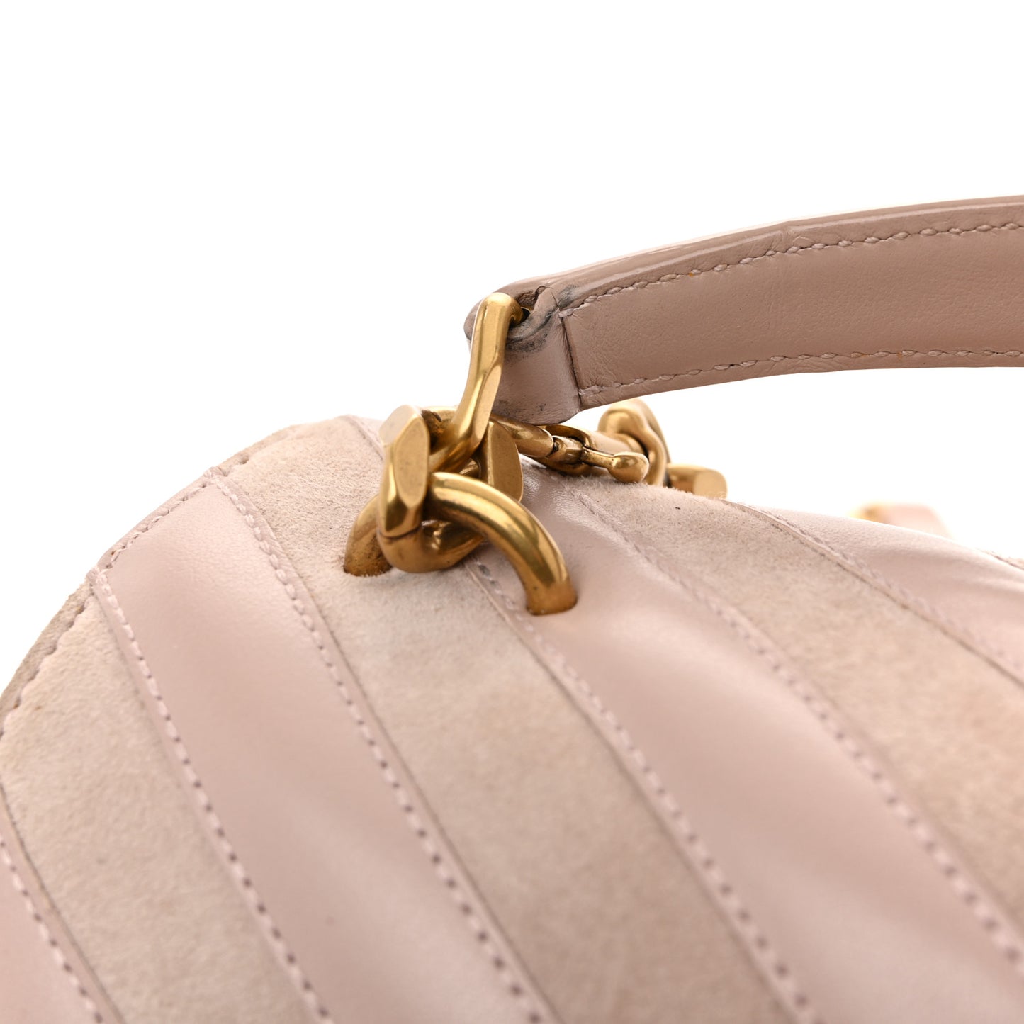 Calfskin Suede Matelasse Chevron Medium Monogram College Bag Rose Poudre
