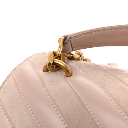 Saint Laurent Calfskin Suede Matelasse Chevron Medium Monogram College Bag Rose Poudre 12 of 16