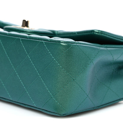 Chanel Iridescent Lambskin Quilted Mini Rectangular Flap Green 10 of 10