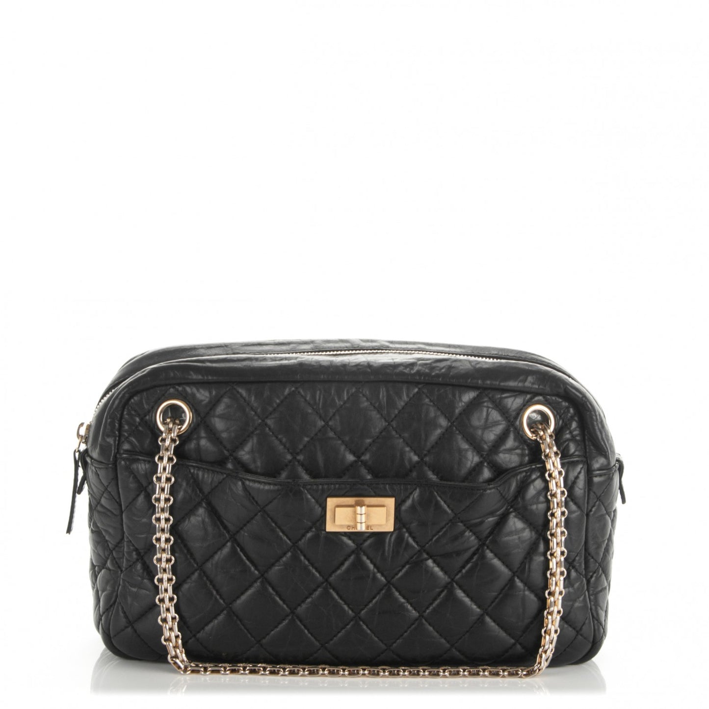 Aged Calfskin Quilted Medium Reissue Camera Case Black